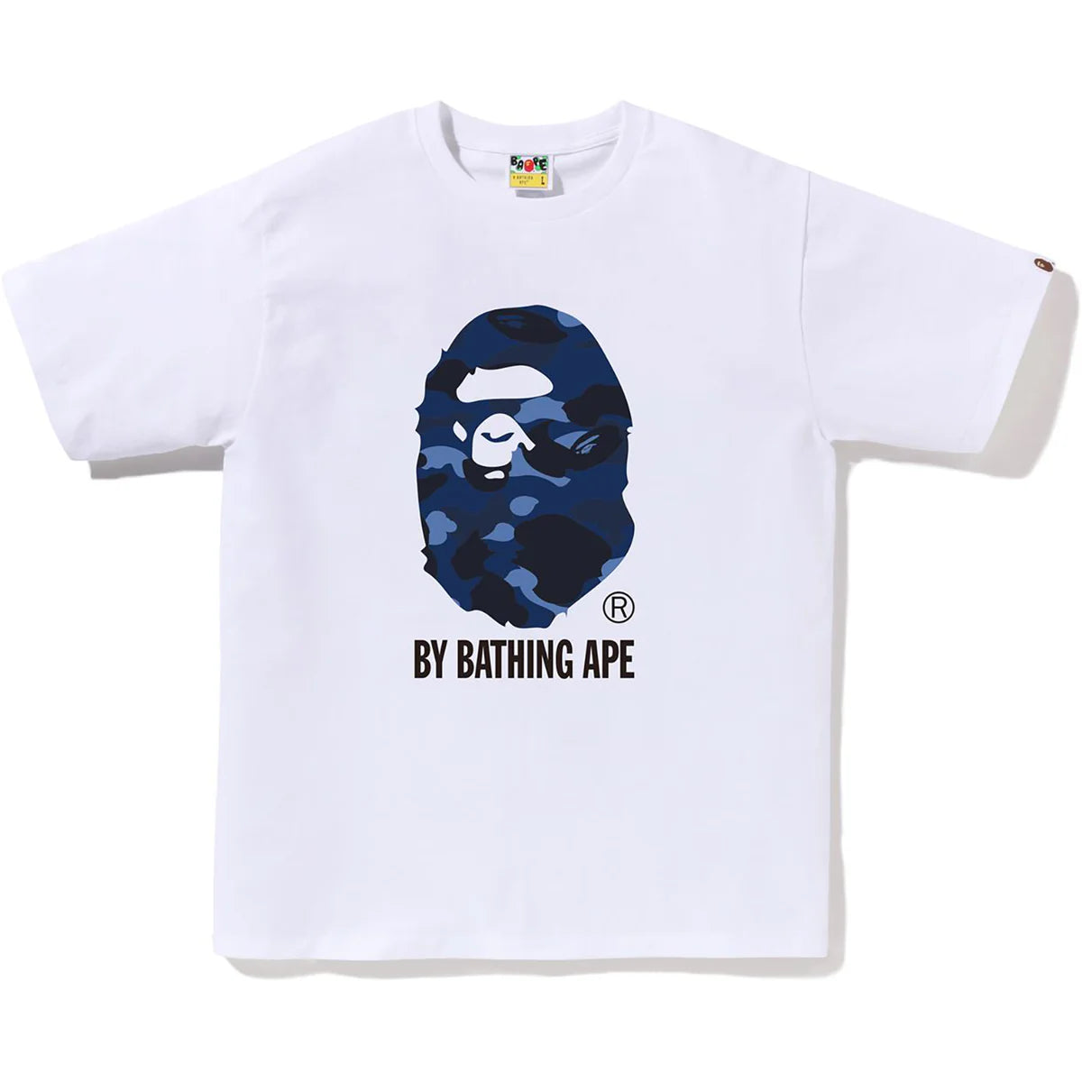 BAPE WHITE/NAVY COLOR CAMO APEHEAD TEE