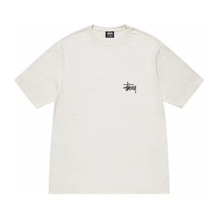 STUSSY BIG LOGO PIGMENT DYED T-SHIRT WHITE