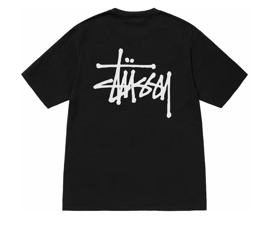 STUSSY BIG LOGO PIGMENT DYED T-SHIRT BLACK