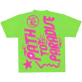 HELLSTAR STUDIOS JESUS EMBLEM TEE GREEN/PINK