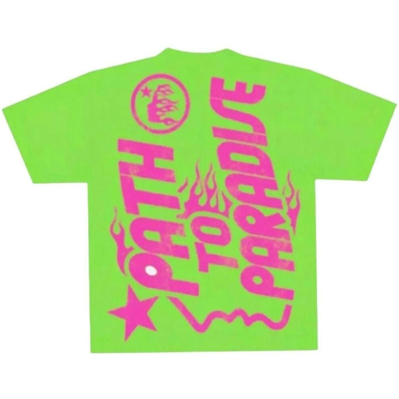 HELLSTAR STUDIOS JESUS EMBLEM TEE GREEN/PINK