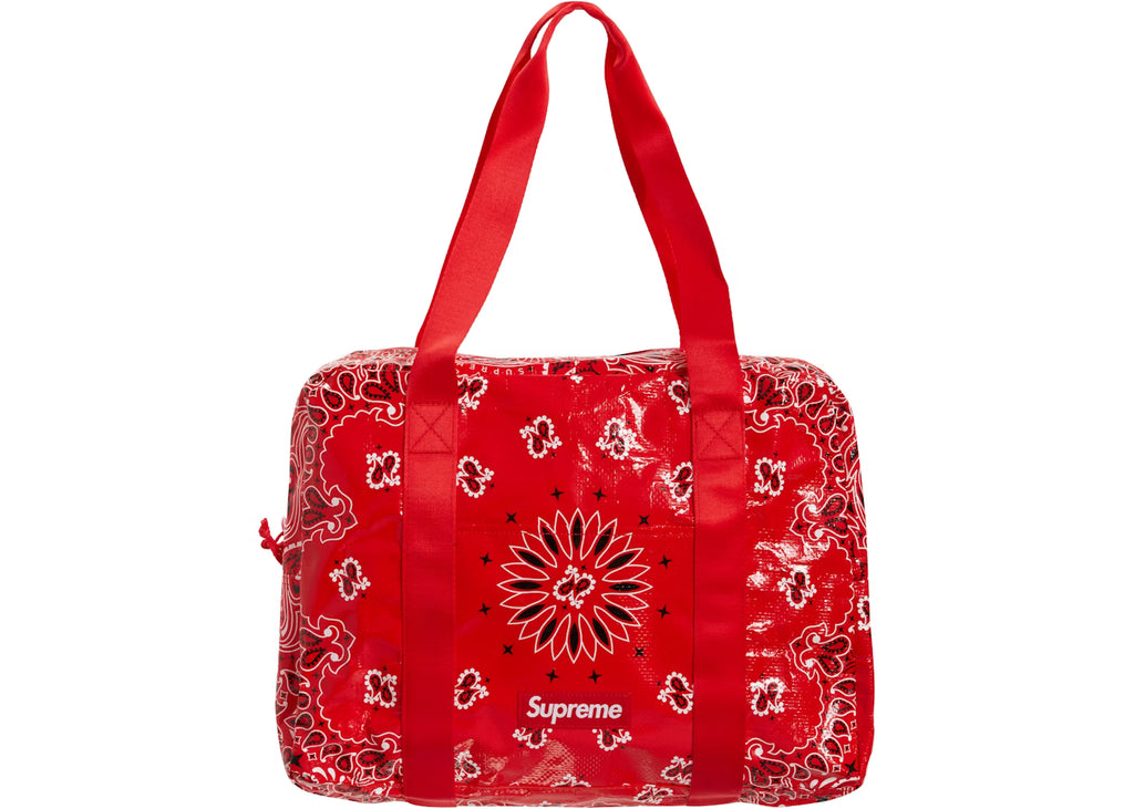 SUPREME RED BANDANA TARP DUFFLE BAG