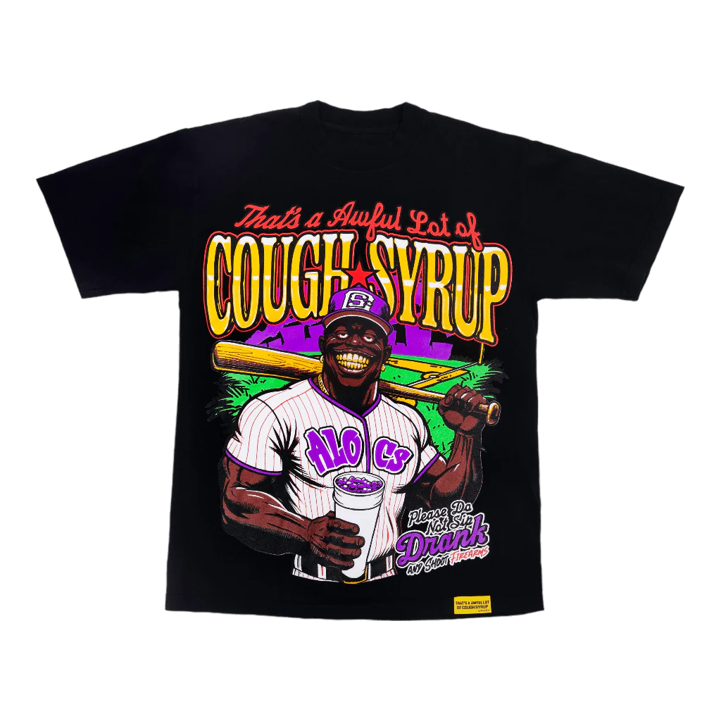 AWFUL LOT OF COUGH SYRUP BASEBALL TEE BLACK